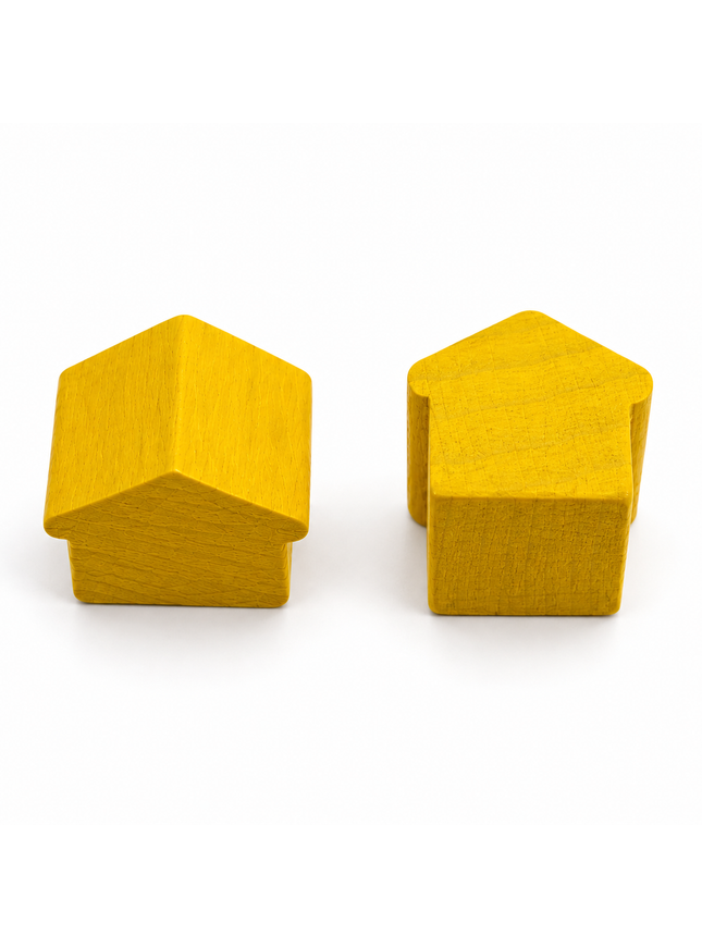 wooden hotel - approx. 12x13x12 mm - yellow
