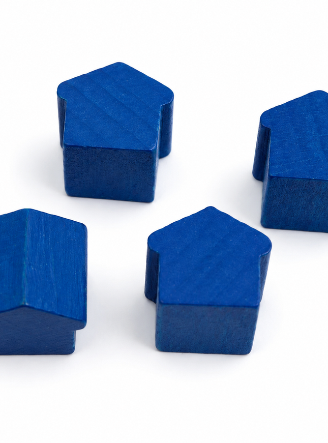 houten hotel - ca. 12x13x12 mm - blauw