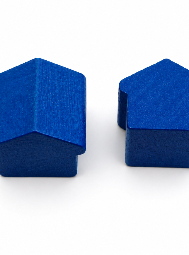 houten hotel - ca. 12x13x12 mm - blauw