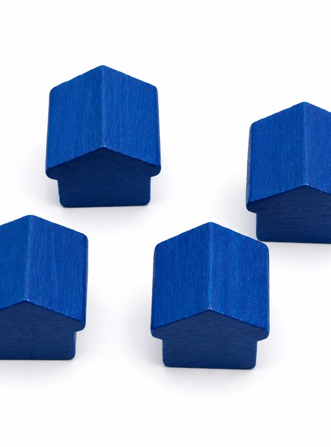 houten hotel - ca. 12x13x12 mm - blauw