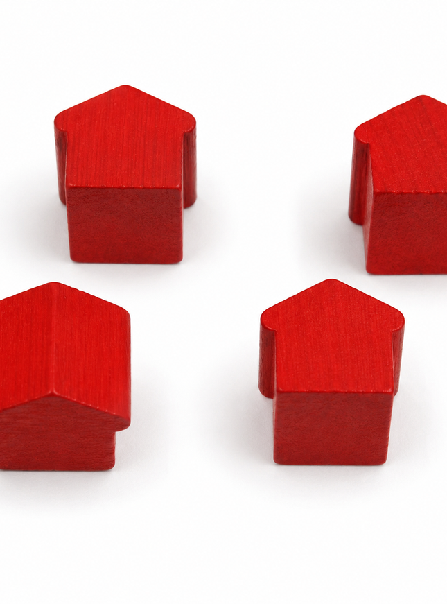 houten hotel - ca. 12x13x12 mm - rood