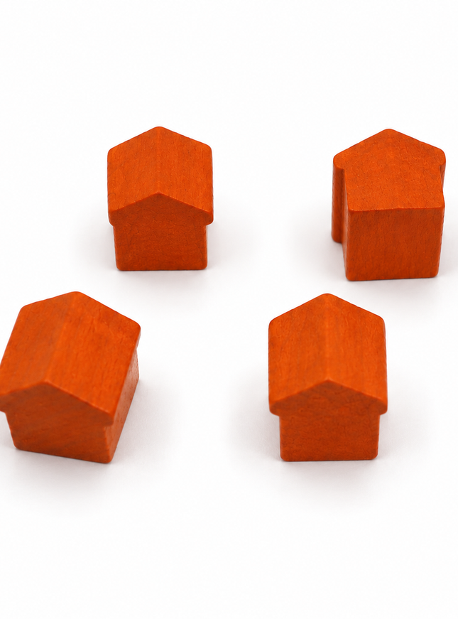 houten hotel - ca. 12x13x12 mm - oranje