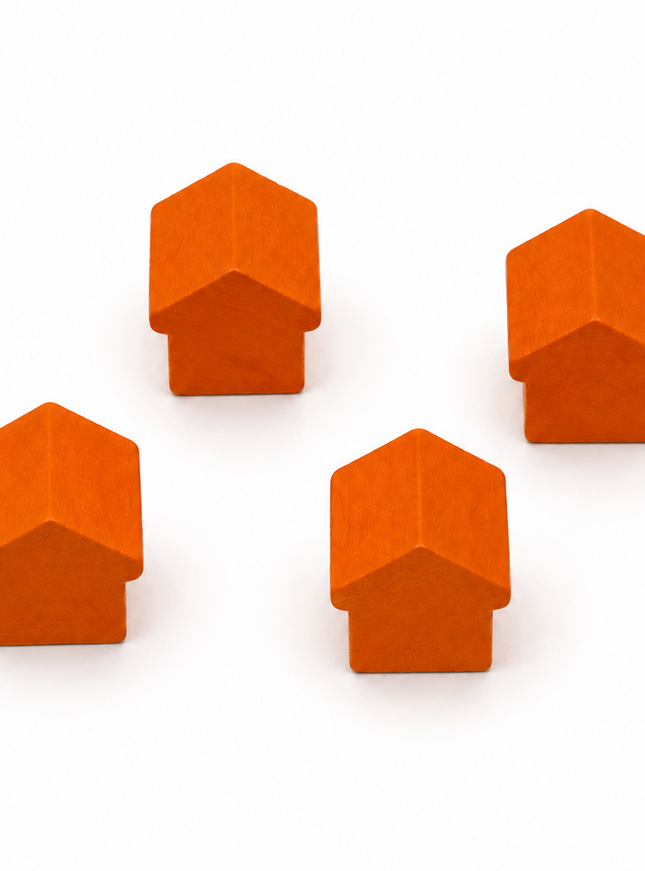 houten hotel - ca. 12x13x12 mm - oranje