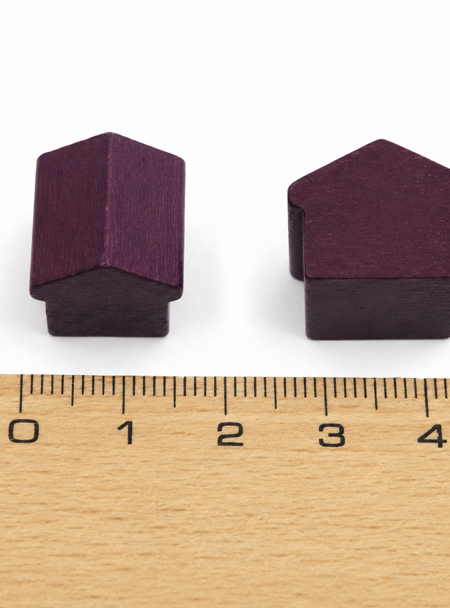 houten hotel - ca. 12x13x12 mm - paars