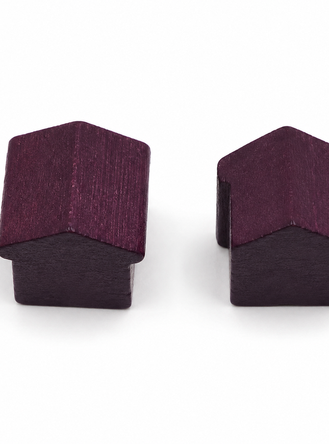 houten hotel - ca. 12x13x12 mm - paars