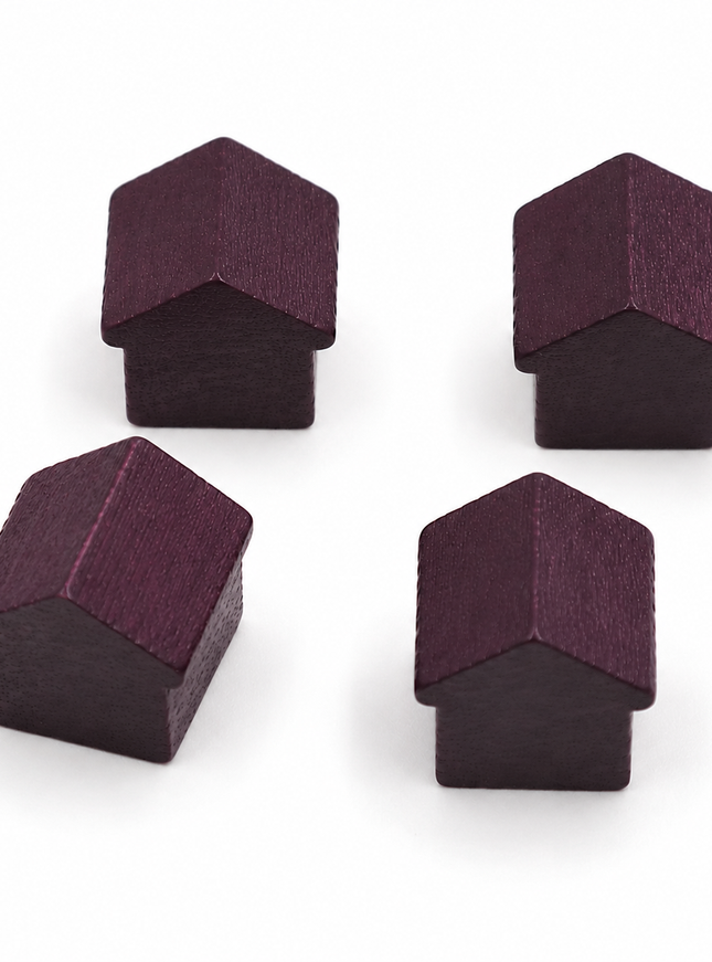 houten hotel - ca. 12x13x12 mm - paars