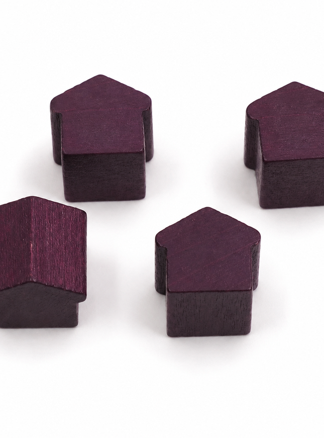 houten hotel - ca. 12x13x12 mm - paars