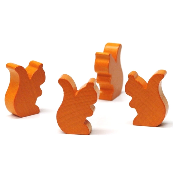 houten figuur eekhoorn oranje - ca. 19x25x8 mm