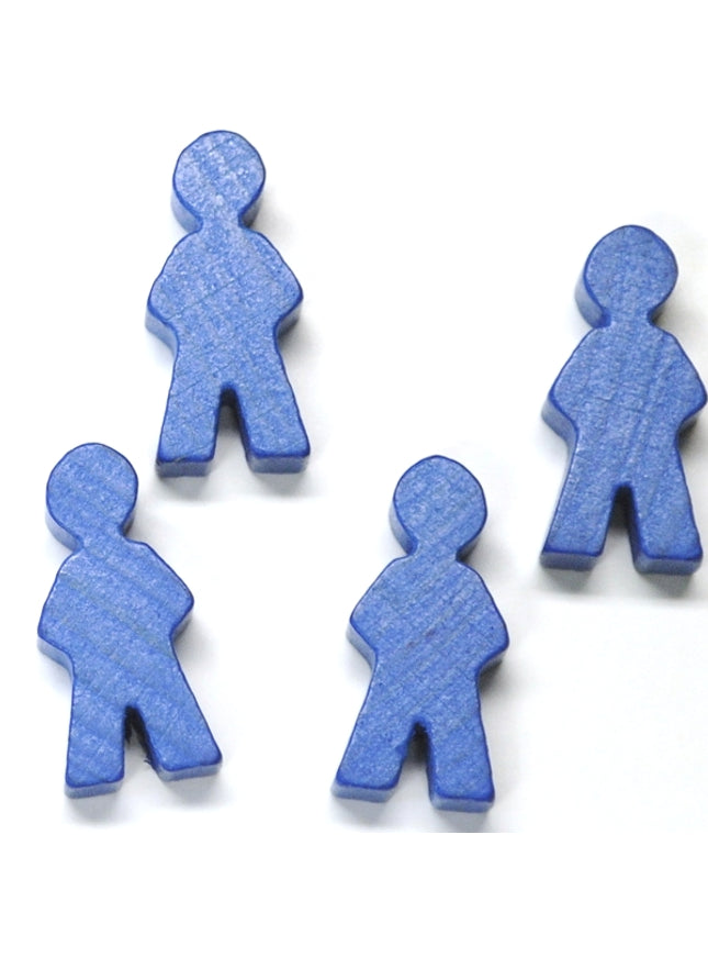 houten figuur man ca. 14x30x8 mm - blauw