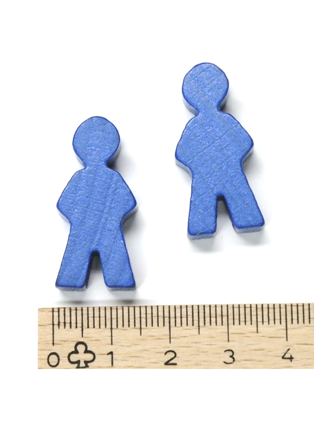 houten figuur man ca. 14x30x8 mm - blauw