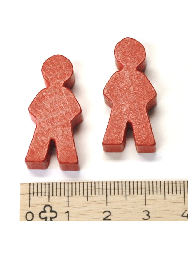 houten figuur man ca. 14x30x8 mm - rood
