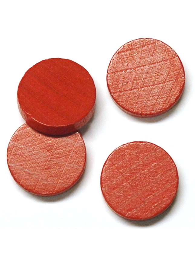 houten schijf ca. 15 mm ø 4 mm dik - rood