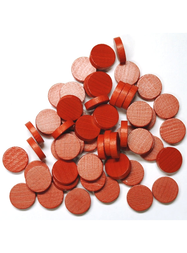 houten schijf ca. 15 mm ø 4 mm dik - rood