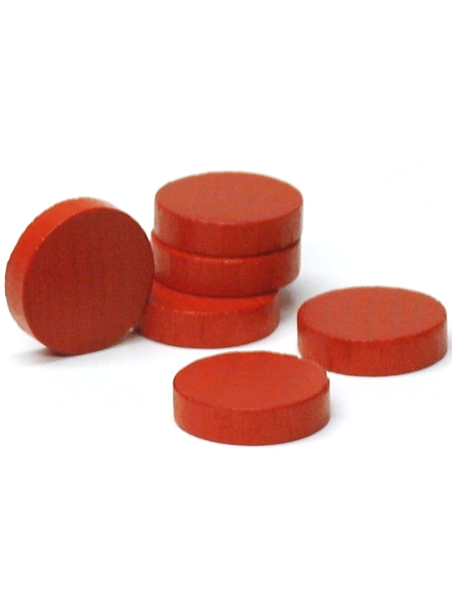 houten schijf ca. 15 mm ø 4 mm dik - rood