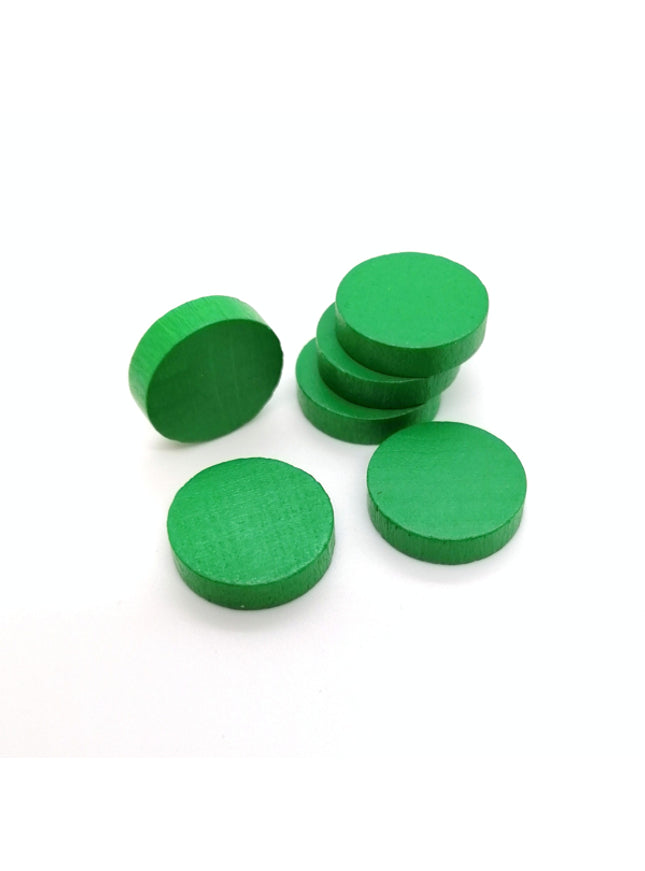 houten schijf ca. 15 mm ø 4 mm dik - groen