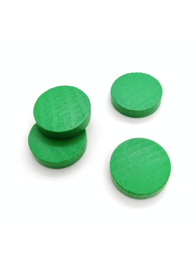 houten schijf ca. 15 mm ø 4 mm dik - groen