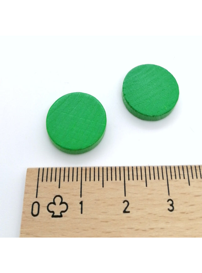 houten schijf ca. 15 mm ø 4 mm dik - groen