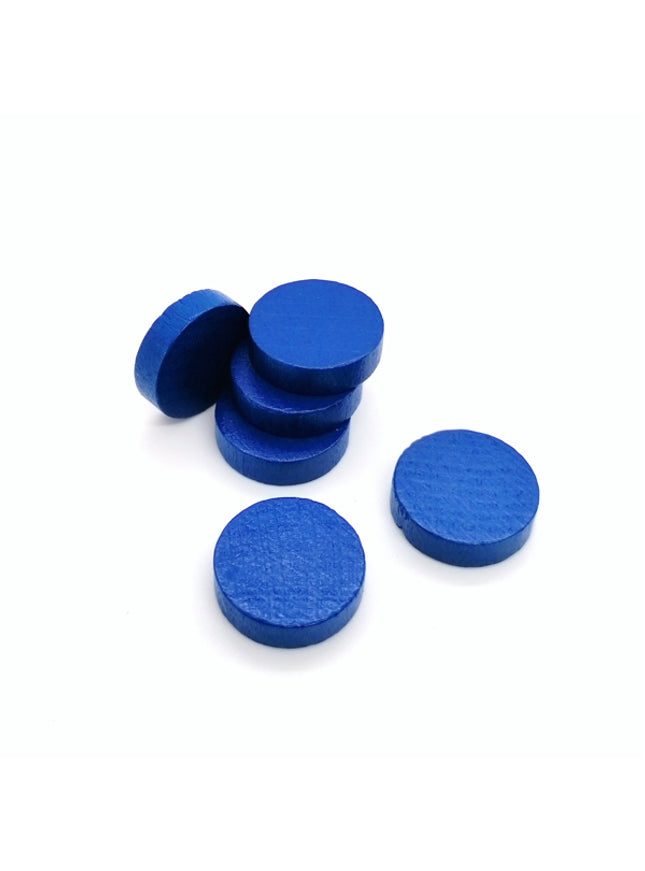 houten schijf ca. 15 mm ø 4 mm dik - blauw