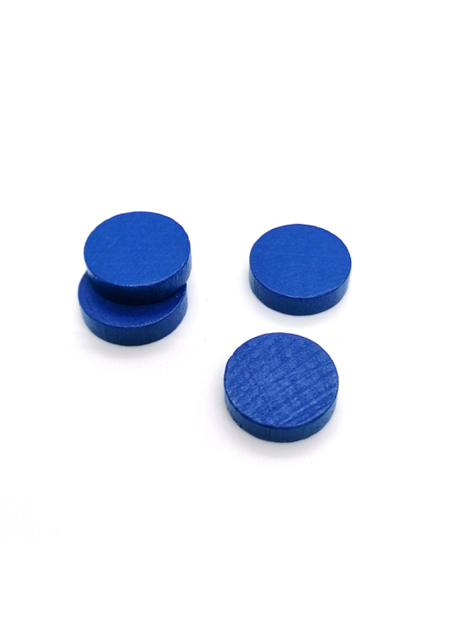 houten schijf ca. 15 mm ø 4 mm dik - blauw
