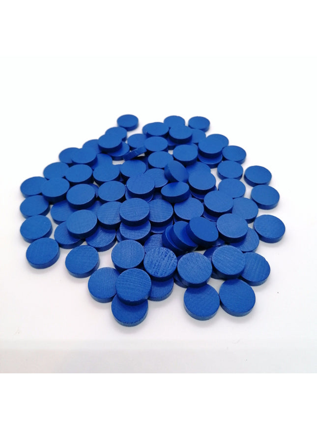houten schijf ca. 15 mm ø 4 mm dik - blauw