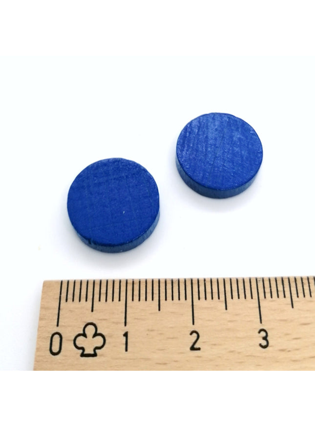 houten schijf ca. 15 mm ø 4 mm dik - blauw