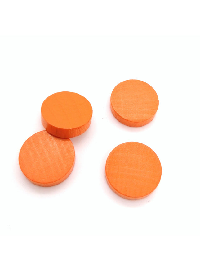 houten schijf ca. 15 mm ø 4 mm dik - oranje