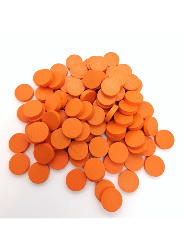 houten schijf ca. 15 mm ø 4 mm dik - oranje