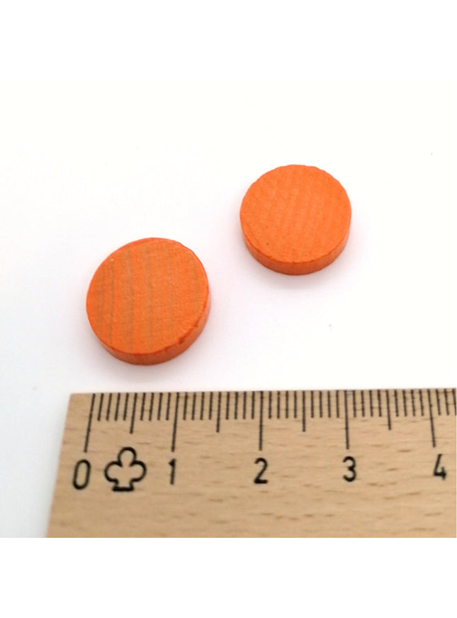 houten schijf ca. 15 mm ø 4 mm dik - oranje