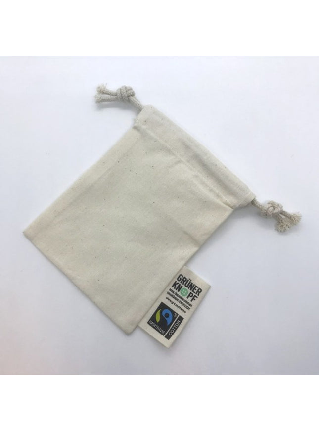 BIO- & Fairtrade katoenen zak met touwsluiting ca. 10x14 cm