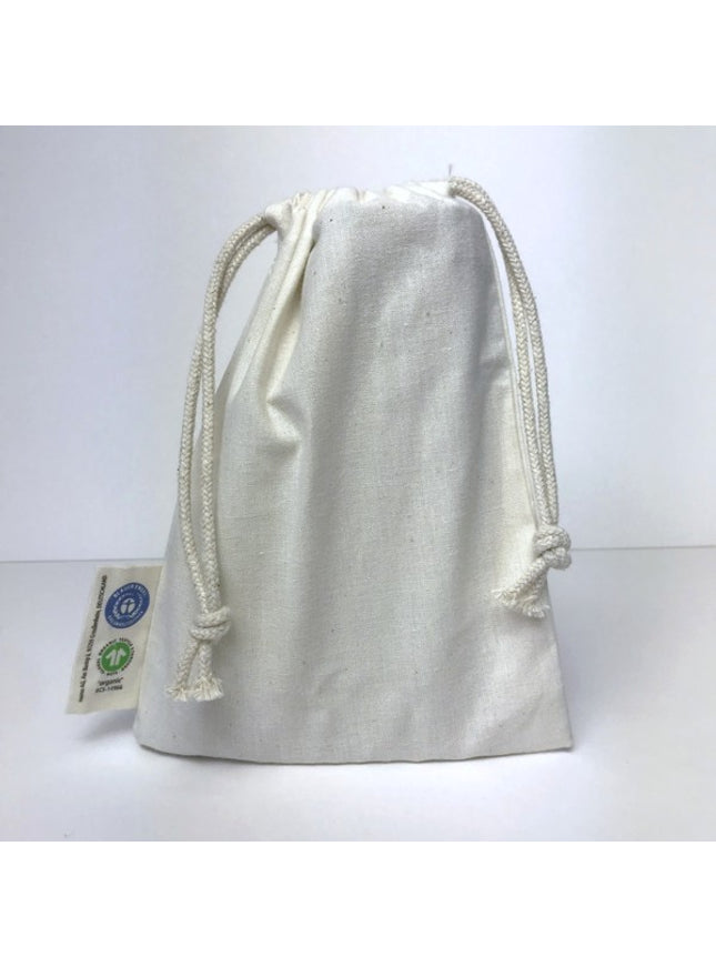 BIO- & Fairtrade katoenen zak met touwsluiting ca. 15x20 cm