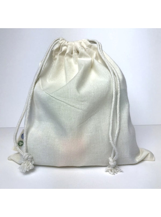 BIO- & Fairtrade katoenen zak met touwsluiting ca. 25x30 cm