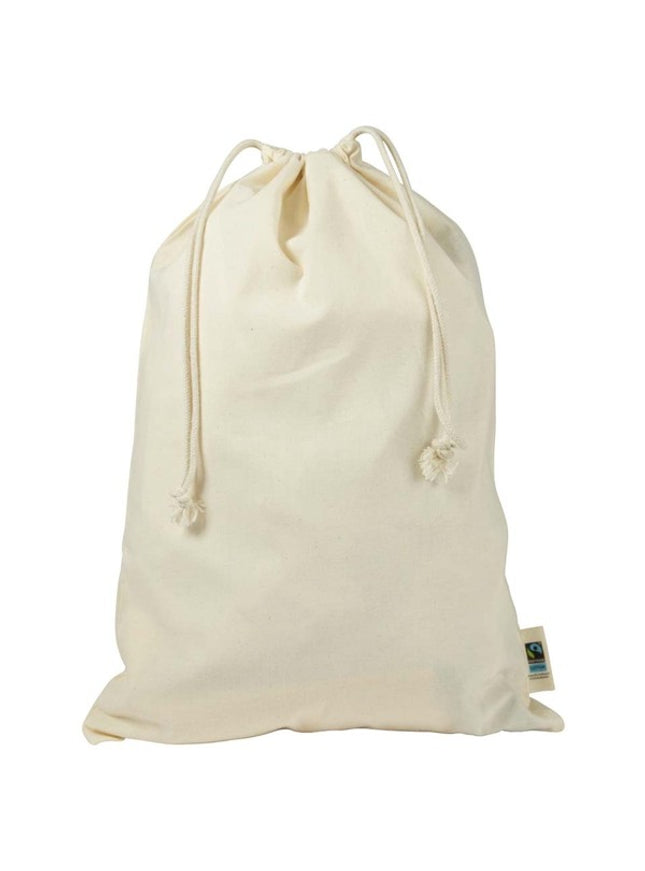 BIO- & Fairtrade katoenen zak met touwsluiting ca. 30x45 cm