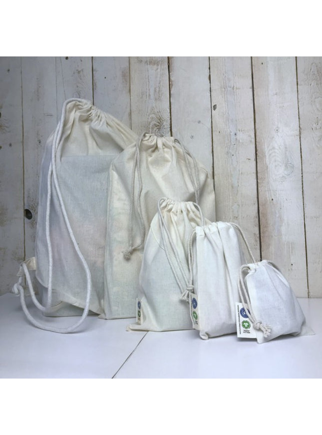 BIO- & Fairtrade katoenen zak met touwsluiting ca. 25x30 cm