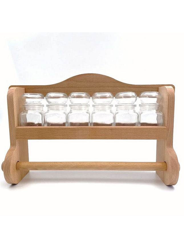 kruidenrek + 6 glazen potjes 120ml & rek