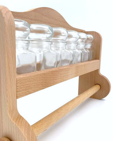 kruidenrek + 6 glazen potjes 120ml & rek