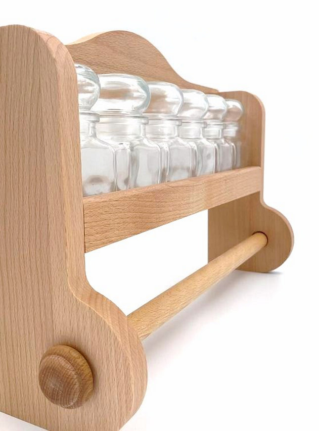 kruidenrek + 6 glazen potjes 120ml & rek