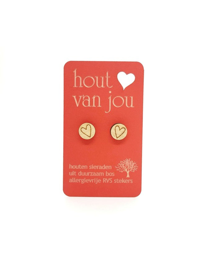 Houten oorbellen - Hartjes 1