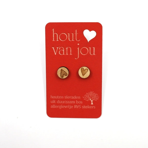 Houten oorbellen - Hartjes 2