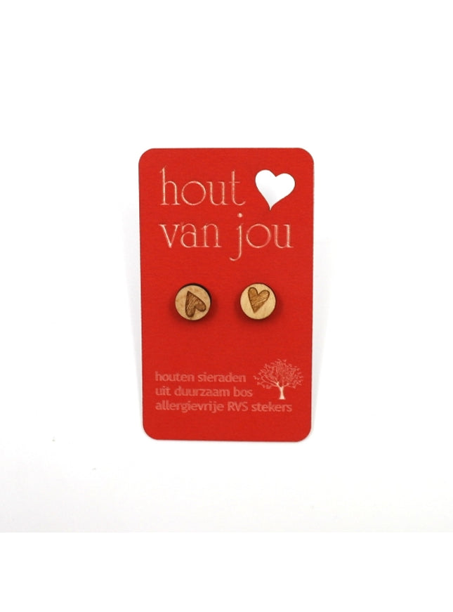 Houten oorbellen - Hartjes 2