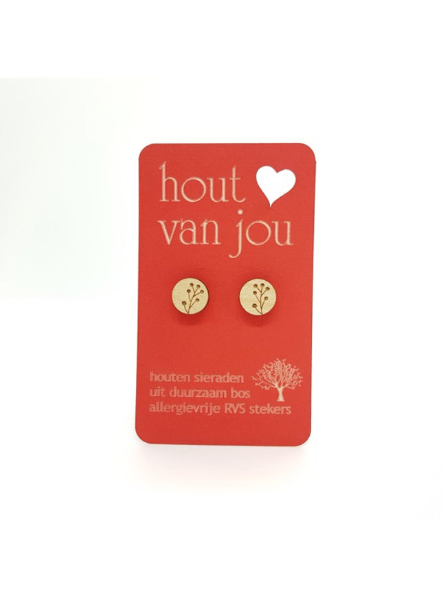 Houten oorbellen - Zaden 1