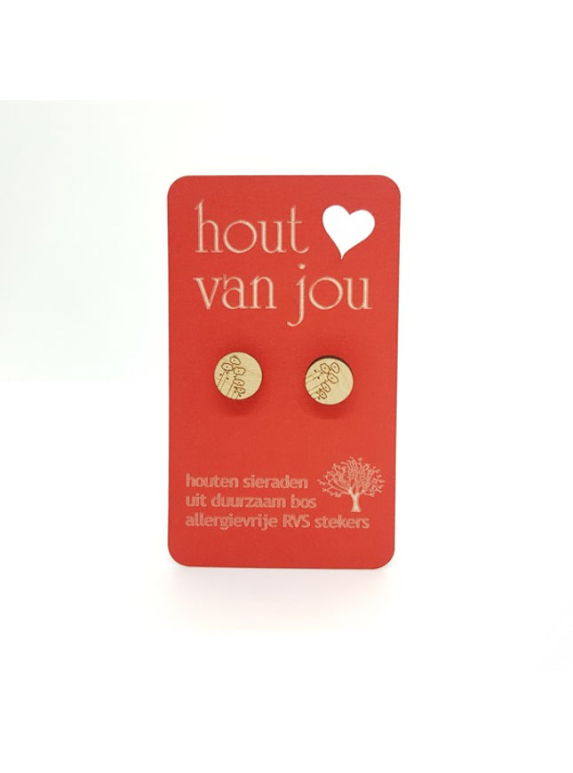Houten oorbellen - Klaprozen