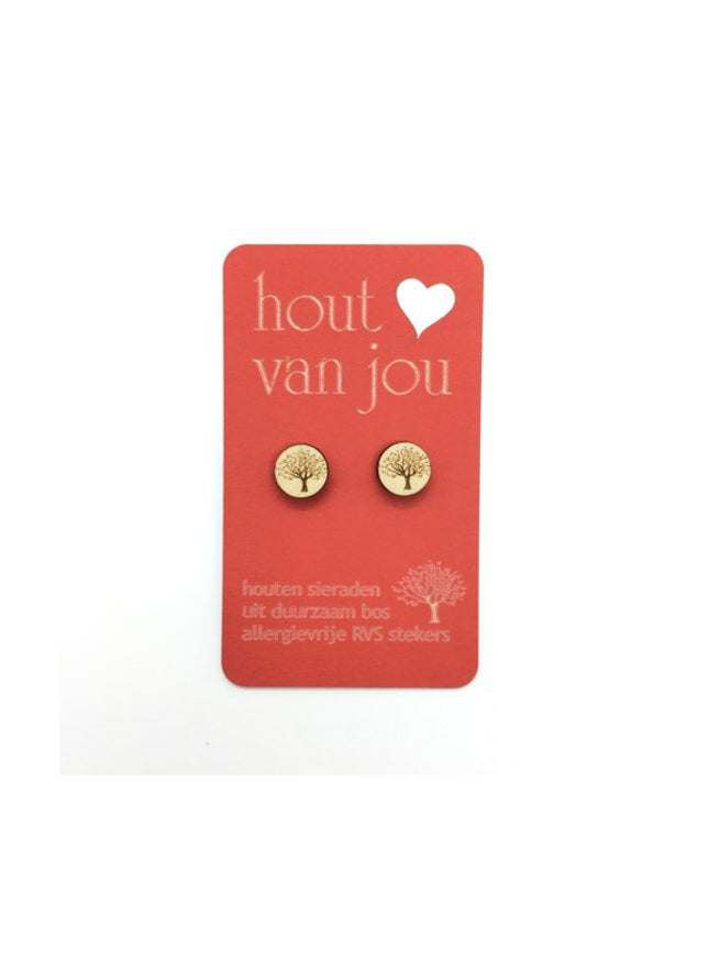 Houten oorbellen - Boom