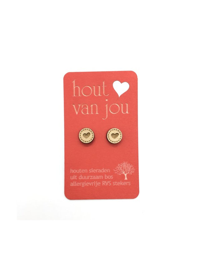 Houten oorbellen - Hartjes 3