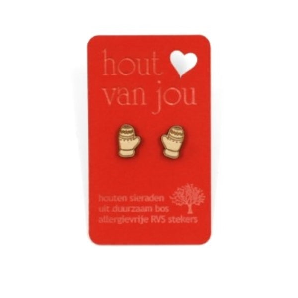 Houten oorbellen - Handschoenen