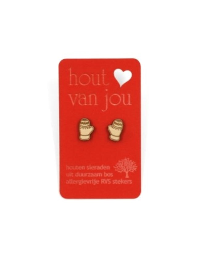 Houten oorbellen - Handschoenen