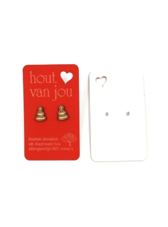 Houten oorbellen - Kerstbomen