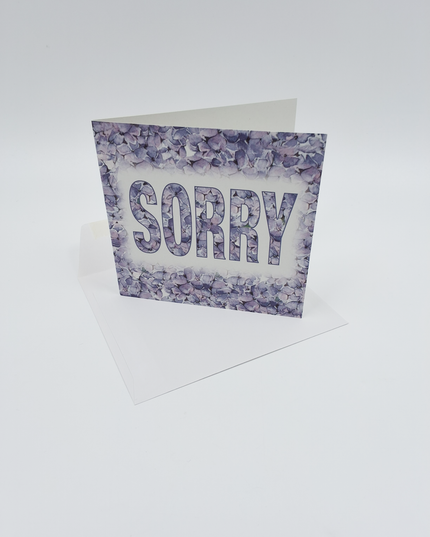 Square greeting card hydrangea, "Sorry" (F04014)