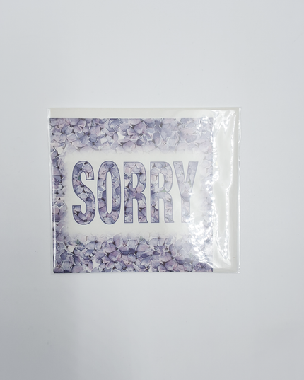 Square greeting card hydrangea, "Sorry" (F04014)