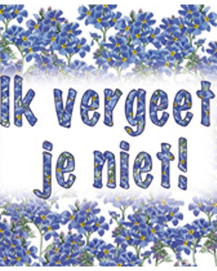 Square greeting card blue, "I won't forget you" (F04021)