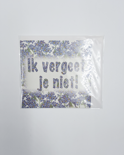 Square greeting card blue, "I won't forget you" (F04021)